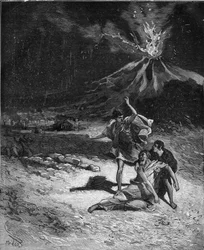 Tod von Gaius Plinius Secundus der Ältere. Plinius der Ältere (23-79), Naturforscher und lateinischer Schriftsteller (Während des Ausbruchs des Vesuvs; 79 wollte er dorthin laufen, um dieses Phänomen zu beobachten; aber als er sich dem Vulkan zu sehr näher