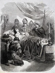 Tod von Saint Louis in Palästina im Jahr 1270 - in „Histoire de France“ von L.-P. Anquetil