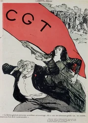 Demonstration und Flagge der CGT - in „L