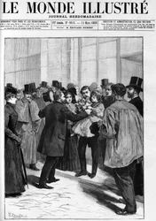 Demonstration zu Ehren von General Boulanger am Bahnhof Clermont Ferrand (Clermont-Ferrand), in „The Illustrous World“ im Jahr 1888