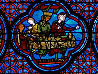 Detail eines Fensters, das das Gleichnis von Lazarus und Dives darstellt (Detail)