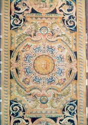 Detail eines Savonnerie-Teppichs, hergestellt für die Grande Galerie des Louvre, ca. 1680