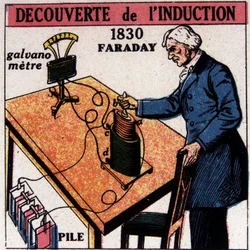 Entdeckung der Induktion durch Faraday im Jahr 1830 - in „L