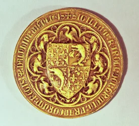 Delfinsiegel, das Wappen Frankreichs, mit Delfinen und Lilien, 1376