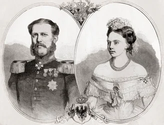 Herzog Wilhelm von Mecklenburg-Schwerin und seine Frau Prinzessin Frederica Wilhelmina Louise Elisabeth Alexandrine von Preußen, aus 