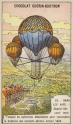 Dupuis-Delcourt versucht, die Richtung der Luftströmungen mit abnehmbaren Ballons zu messen, Arcueil, Frankreich