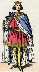 Dynastie der Kapetinger: Porträt von Philipp III. genannt der Kühne, König der Franken. Epinal-Bildgebung Ende des 19. Jahrhunderts. Private Sammlung.