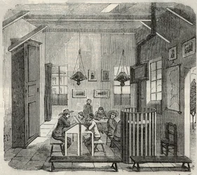 Schule für Idioten in Bicetre im 19. Jahrhundert - Gravur in „Tableau-de-Paris“ von Edmond Texier 1852