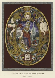 Emailliertes Wappenschild gemalt von Jean Decourt, 16. Jahrhundert