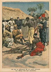 Ende des Aufstands der Elfenbeinküste, die Abteien ergeben sich Kommandant Nogues, Illustration aus 