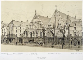 Eingang des Hôtel-Dieu, rue du Marché Palu, im Jahr 1590 - in 