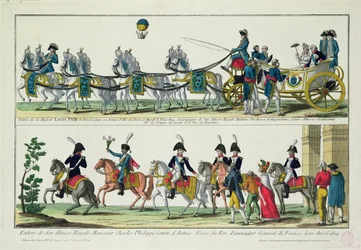 Einzug in Paris von Charles, Graf von Artois, 12. April 1814, und Einzug in Paris von Ludwig XVIII., König von Frankreich und Navarra, 3. Mai 1814