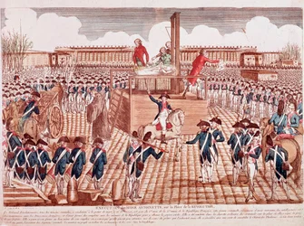 Hinrichtung von Marie Antoinette, Königin von Frankreich, Place de la Révolution, Paris, 16. Oktober 1793 (Gravur)