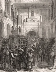 Hinrichtung von Marschall Henri II. von Montmorency in Toulouse im Jahr 1632. Gravur in „Histoire De France En Cent Paintings“ von Paul Lehugeur 1891