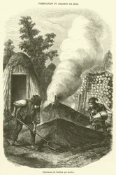 Herstellung von Holzkohle durch Meiler