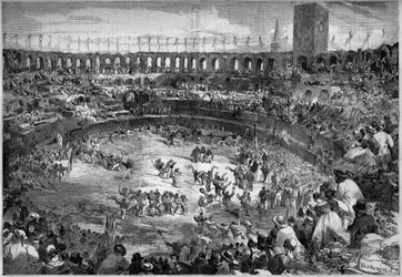 Farandole in der Arena von Arles getanzt