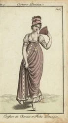 Modische Merveilleuse mit Fächer