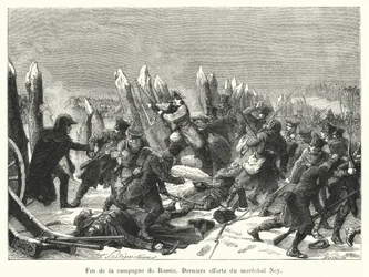 Ende des Russlandfeldzugs, letzte Anstrengungen von Marschall Ney (Gravur)