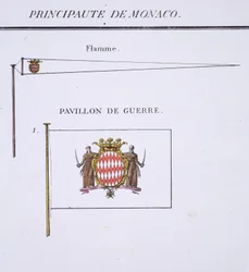 Flaggen aus Monaco, aus einem französischen Flaggenbuch, ca. 1819