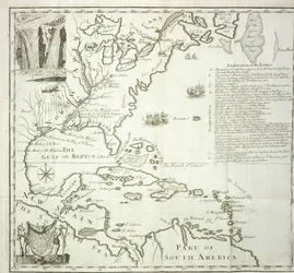 Faltkarte der nordamerikanischen Atlantikküste, 1714