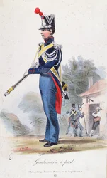 Fußgendarm, graviert von Villain, ca. 1830