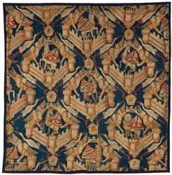 Fragment eines heraldischen Wandteppichs, das die Wappen von Beaufort, Turenne und Comminges darstellt, hergestellt in Paris oder Arras (Wolle)