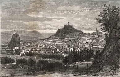 Frankreich, Auvergne, Haute-Loire (43), Le Puy-en-Velay - Gravur in „La France illustrée: Geographie, Geschichte, statistische Verwaltung“ von V.A. Malt-Brown. 1884
