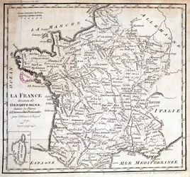 Frankreich in 83 Departements unterteilt nach den Dekreten der Nationalversammlung von 1791