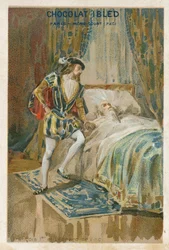 Franz I., König von Frankreich, mit Leonardo da Vinci auf seinem Sterbebett, 1519