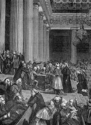 Französische Revolution: Abschaffung der Privilegien in der Nationalversammlung 1789 (Gravur)