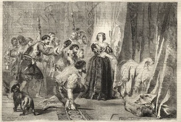 Fronde - Das Volk verlangt, den König zu sehen: Paris, Palais Royal, 9. Februar 1651 - Fronde: In der Nacht des 9. Februar 1651 zeigt Anne von Österreich (1601-1666) Ludwig XIV., bekannt als der Sonnenkönig (König Soleil oder Ludwig der Große) im Palais Ro
