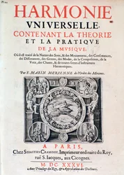 Frontispiz von Harmonie universelle contenant la theorie et la pratique de la musique von Marin Mersenne (Marin Mersennus oder le Pere Mersenne) (1588-1648), 1637