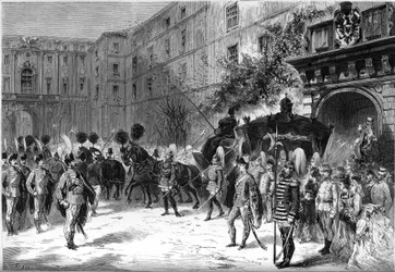 Begräbnis der österreichischen Kaiserin Caroline Augusta (1792-1873): Defilee des Trauerzugs in den Straßen von Wien