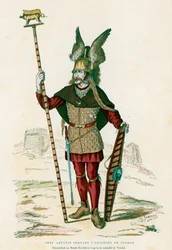 Gallischer Häuptling trägt die Kriegsinsignien