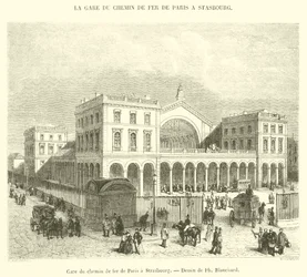 Bahnhof der Eisenbahn von Paris nach Straßburg (Gravur)