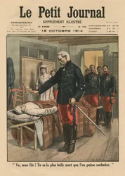 Geh, mein Sohn, du hast den schönsten Tod, den man sich wünschen kann, Titelbildillustration aus Le Petit Journal, supplement illustre, 18. Oktober 1914