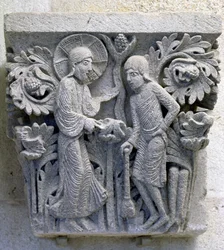 Gott befiehlt Adam, das Land zu bearbeiten, ursprüngliches Kapitell aus dem Kirchenschiff der Kathedrale