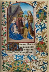 Anbetung der Könige, aus Stundenbuch, Gebrauch von Paris, Mitte des 15. Jahrhunderts