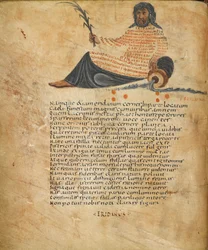 Illustration des Sternbildes Eridanus und Text, ca. 820-40