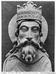 Kopf von Chlodwig I., aus der Kirche Notre-Dame von Corbeil (Gipsabguss) (Detail)