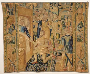 Heinrich III. (1551-89) de Valois übergibt die Insignien der Macht an Heinrich III. (1553-1610) de Bourbon