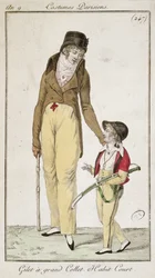 Hoher Kragen und kurzer Morgenmantel, aus Costumes Parisiens, 1801