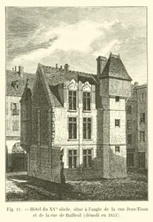 Hotel aus dem 15. Jahrhundert, an der Ecke der Rue Jean-Tison und der Rue de Bailleul, abgerissen 1853