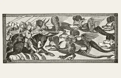 Wie Alexander die Drachen mit Schafshörnern auf ihren Stirnen bekämpfte, aus 