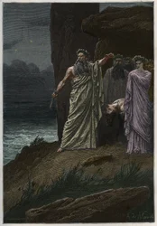 Menschenopfer durch die Druiden nach Alphonse de Neuville - Druiden opfern Menschen - Gravur aus „L