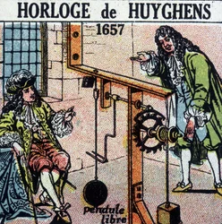 Huyghens Uhr 1657 (freies Pendel) - Gravur, Anfang 20. Jahrhundert