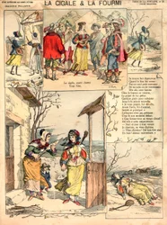 Illustration zu La Fontaines Fabeln: Die Zikade und die Ameise, Stich, ca. 1890