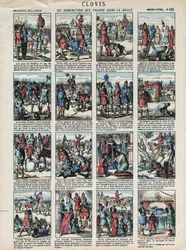 Bilderbogen aus Épinal des Hauses Pellerin - um 1913 - Chlodwig oder die Herrschaft der Franken in Gallien