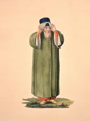 Imam ruft zum Gebet, wahrscheinlich von Cousinery, Osmanische Zeit, drittes Viertel des 18. Jahrhunderts