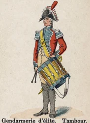 Kaiserliche Garde Napoleon I.: Elite-Gendarmerie - Trommel. Tafel aus dem Buch Les Uniforms de l